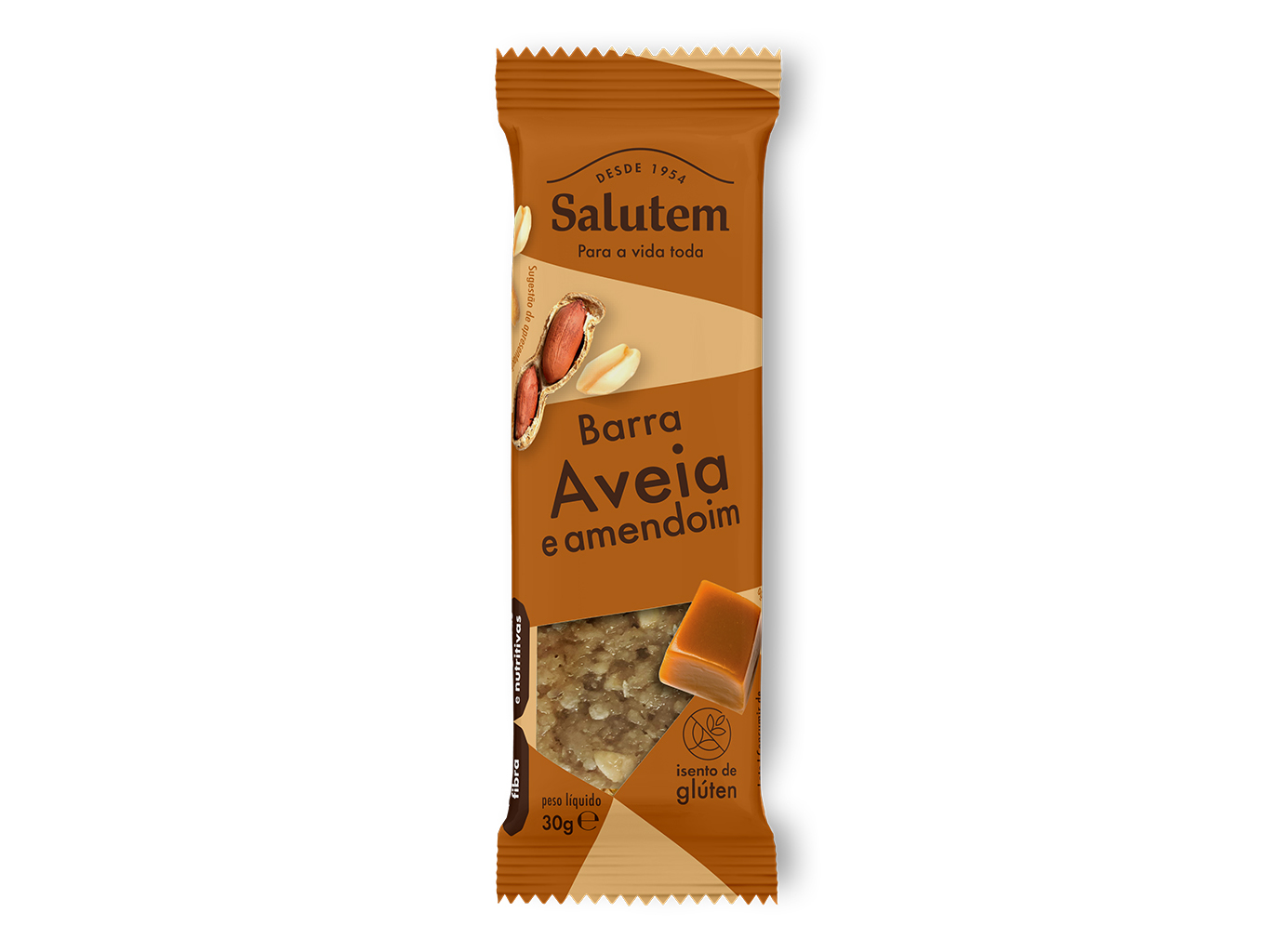 BARRA SALUTEM AVEIA AMENDOIM CARAMELO 30G