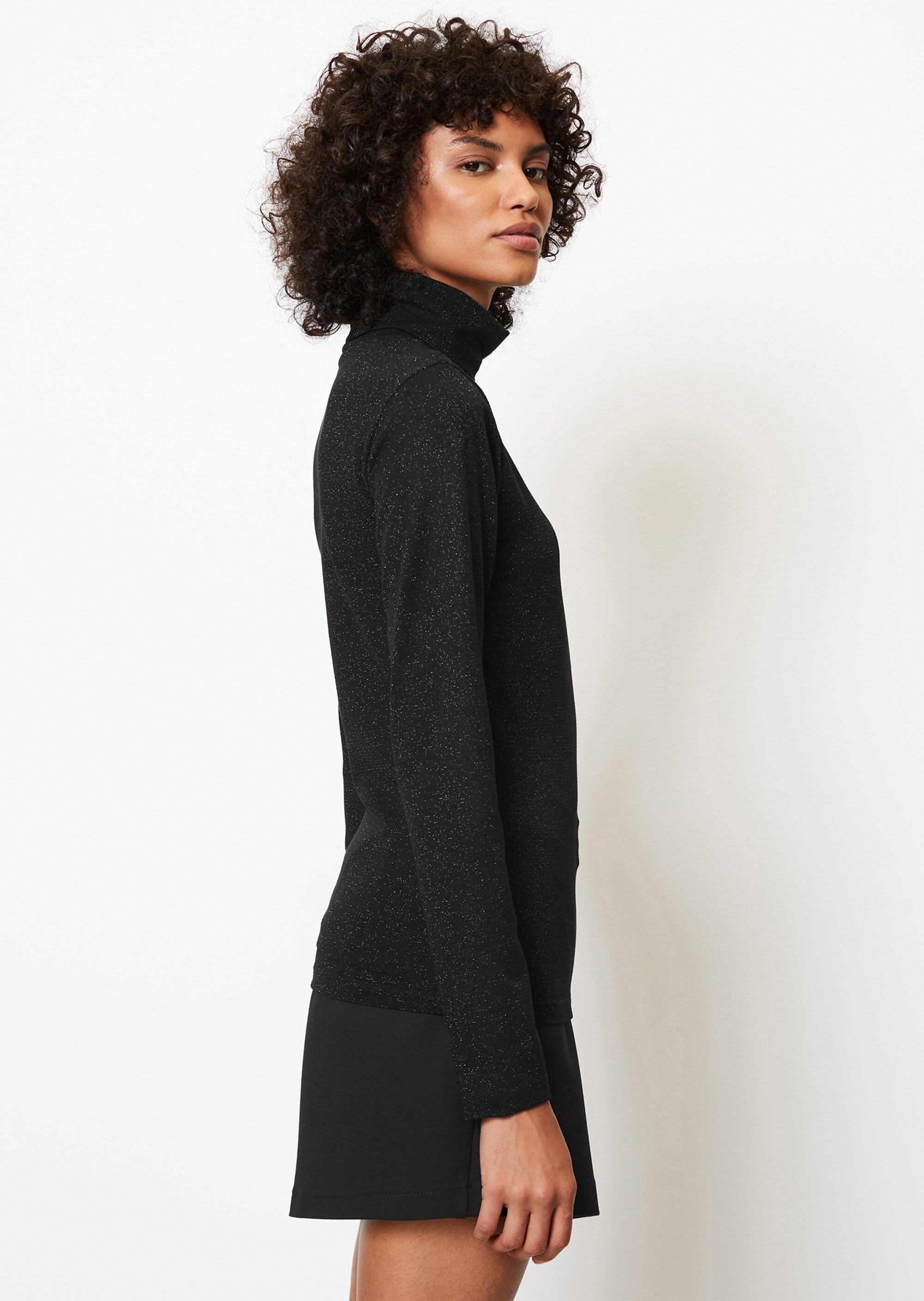 Rollkragen-Longsleeve slimmit Glitzer-Effekt