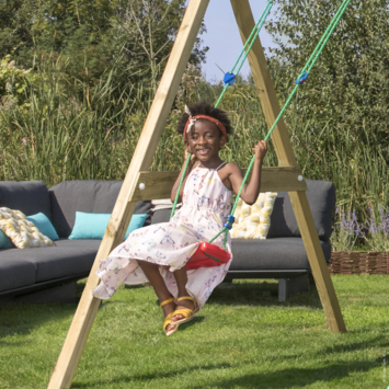 Speeltoestel Jungle Gym Cocoon douglas met glijbaan blauw en 2-schommel module