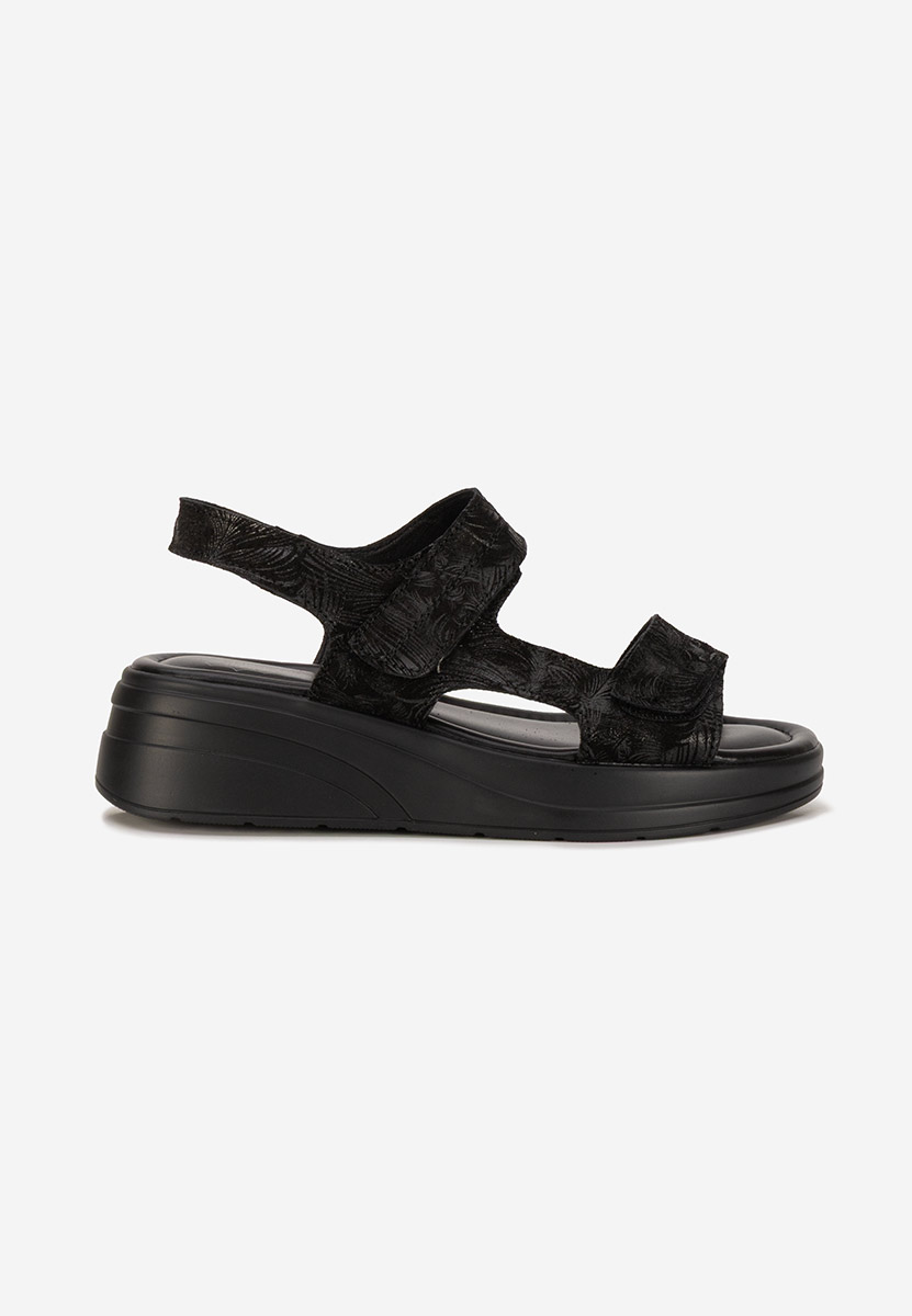 Sandales à plateforme en cuir noires Justinia