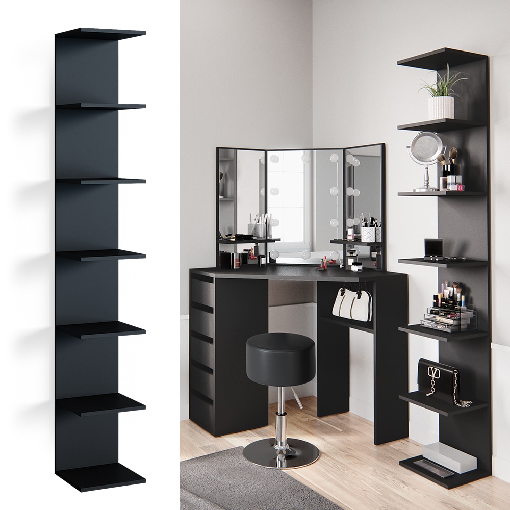 Vicco Wandregal Standregal Bücherregal Paolo Schwarz 7 Ablagen Schminktisch Regal