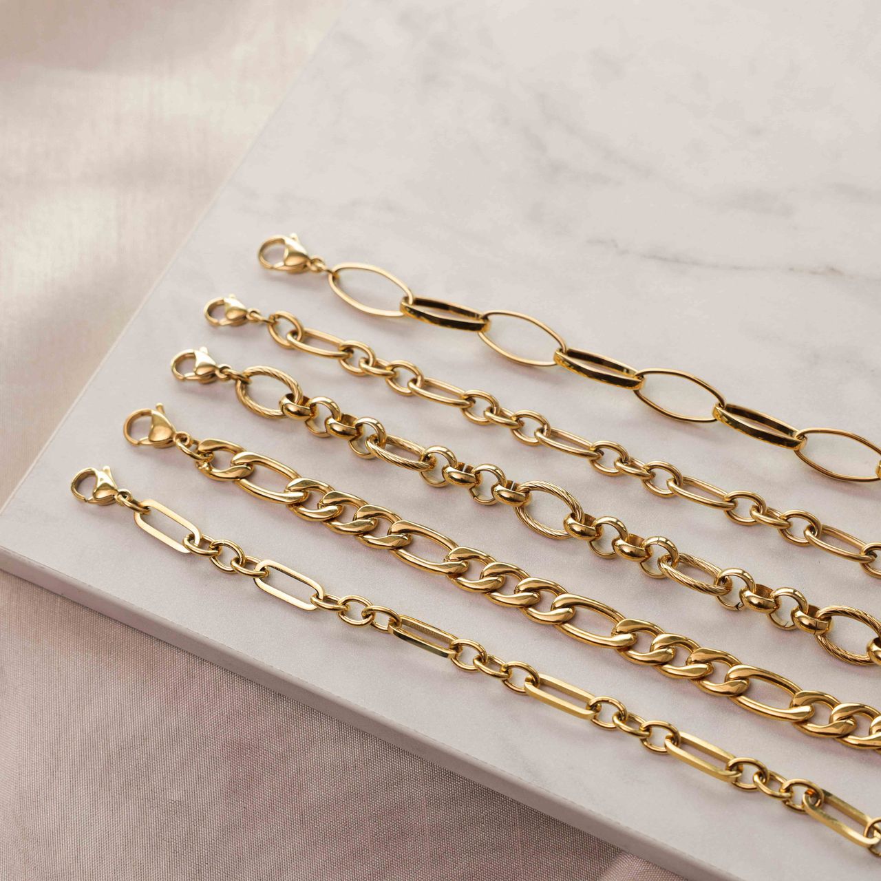 Gerecycled stalen 18 karaat goldplated armband Eloise