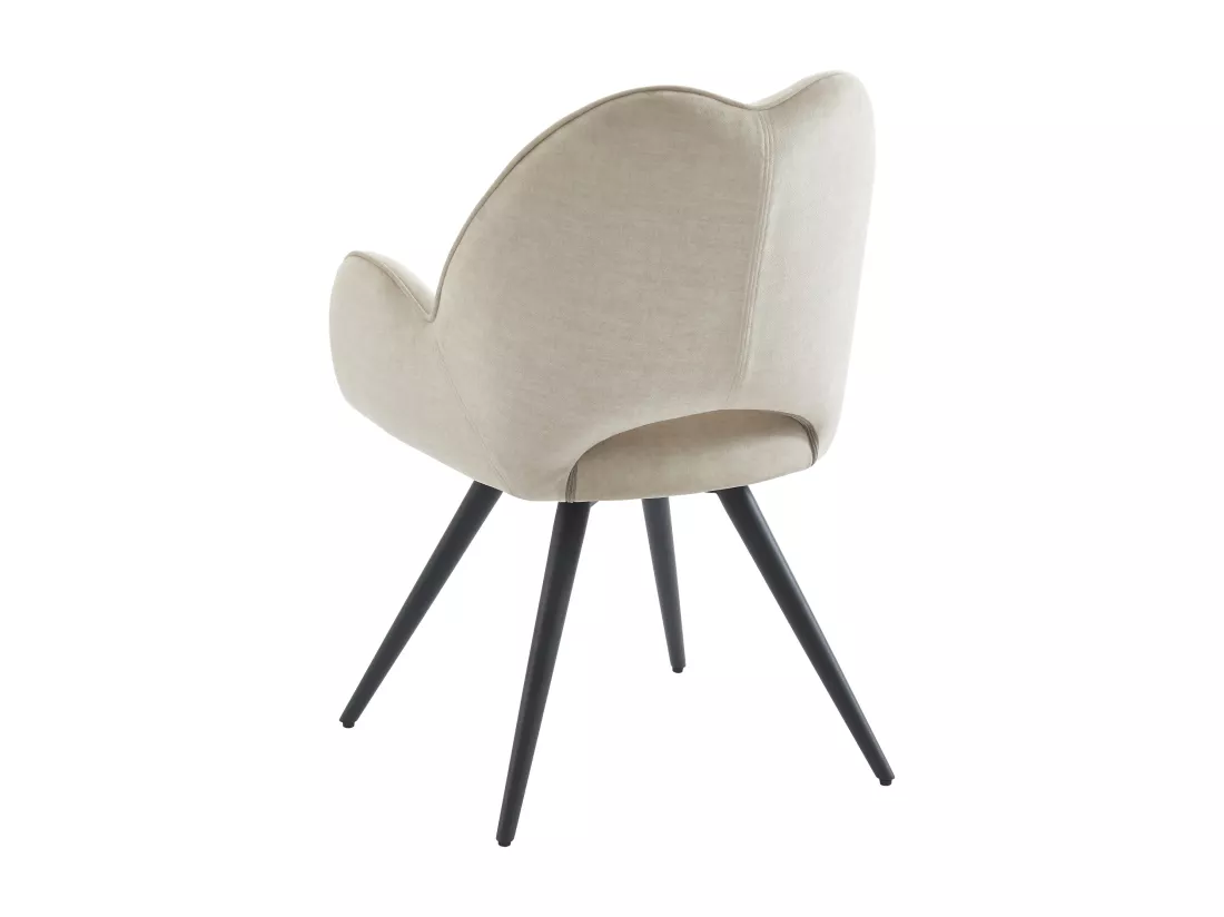 Lot de 6 chaises pivotantes avec accoudoirs en tissu et métal noir - Beige - GULSUN de Maison Céphy