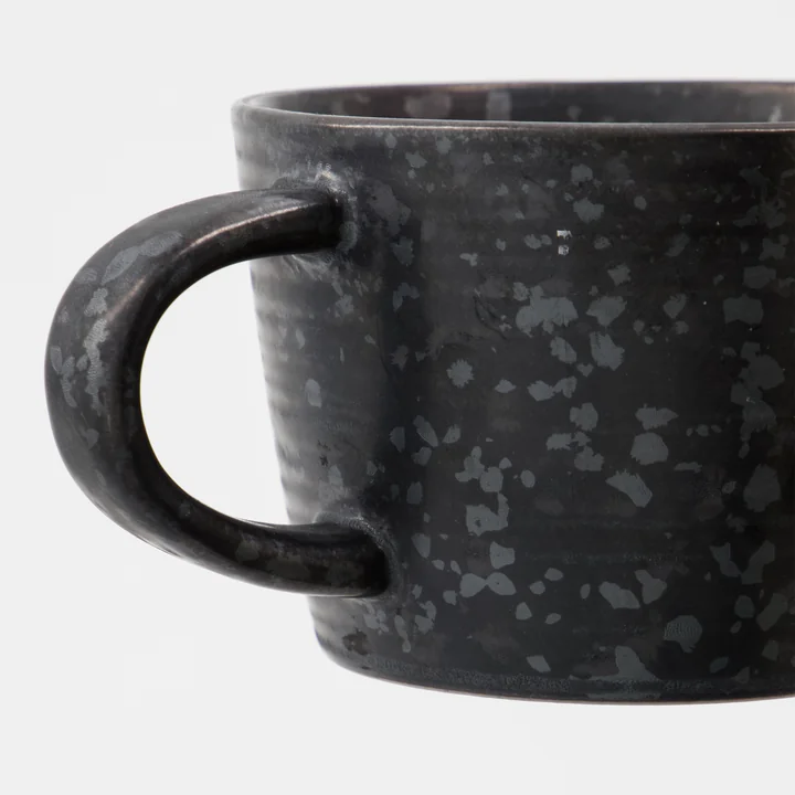 House Doctor - Pion Tasse mit Untersetzer, schwarz / braun