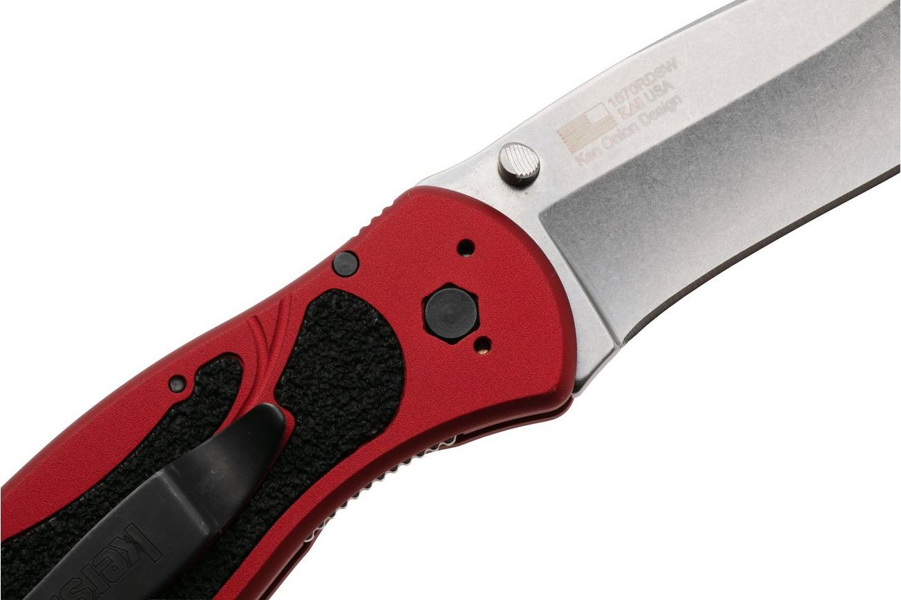 Kershaw Blur 1670RDSW, Stonewashed 14C28N, Red Aluminum zakmes, Ken Onion design