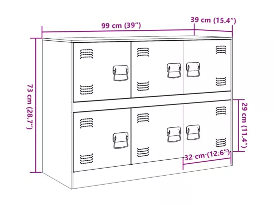 Buffet jaune moutarde 99x39x73 cm acier