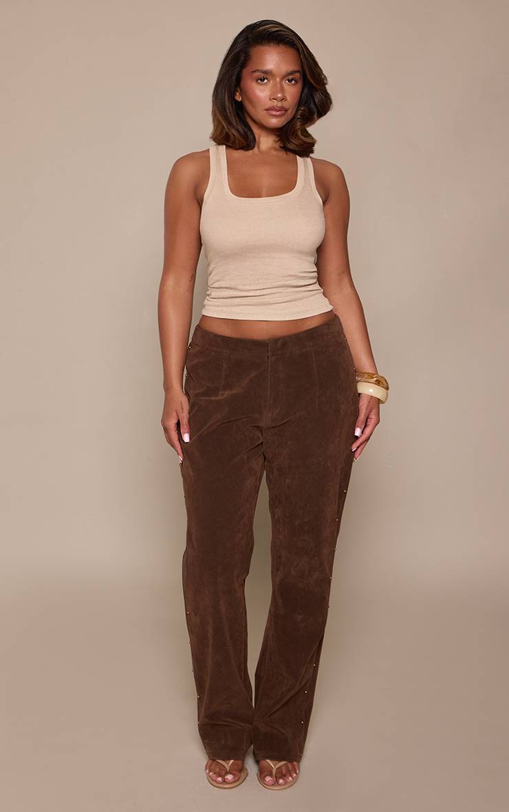 Chocolat Pantalon En Faux Suède Clouté Shape