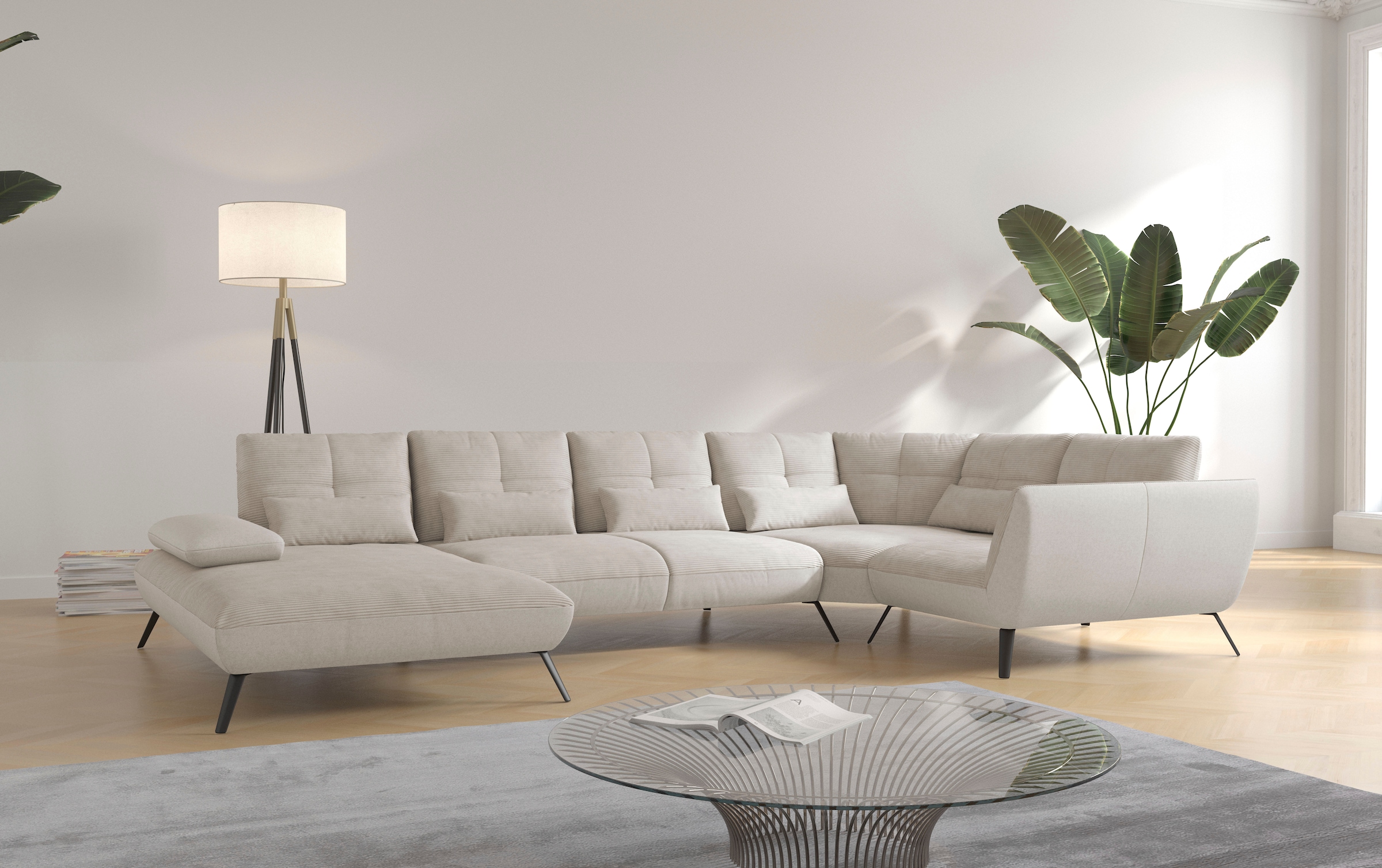 PLACES OF STYLE Wohnlandschaft »Mikado U-Form« inkl. Sitztiefenverstellung und Armteilverstellung