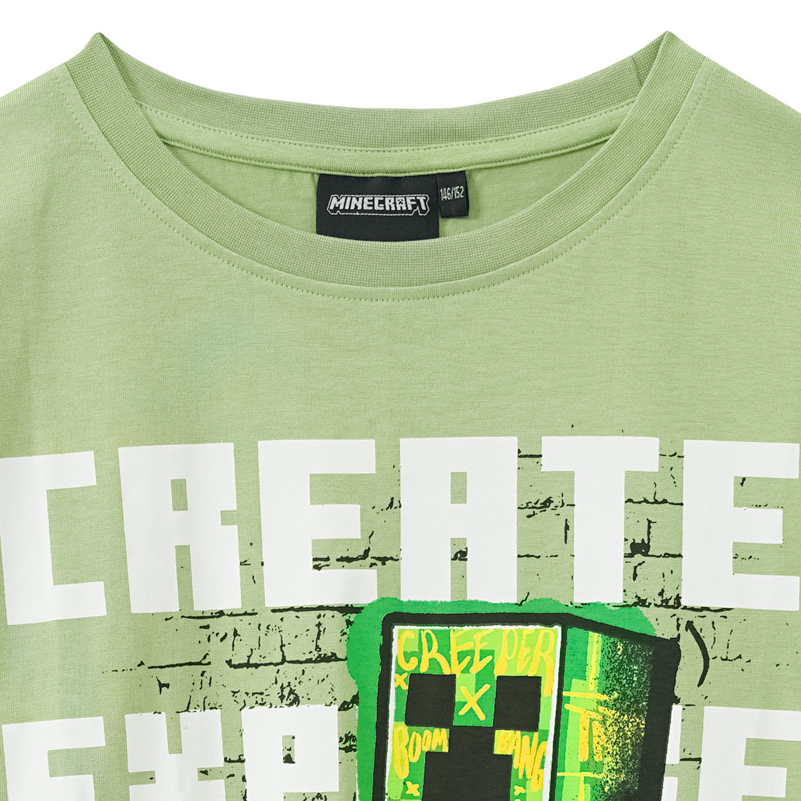 Yigga Minecraft Langarmshirt mit Print hellgrün