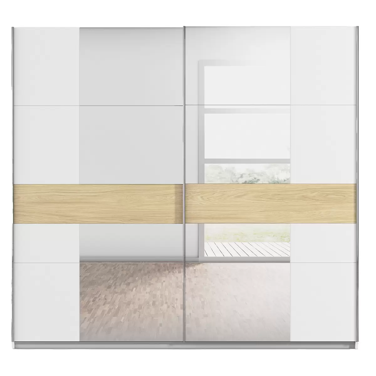 Schwebetürenschrank 2trg. Calisto Eiche,weiss