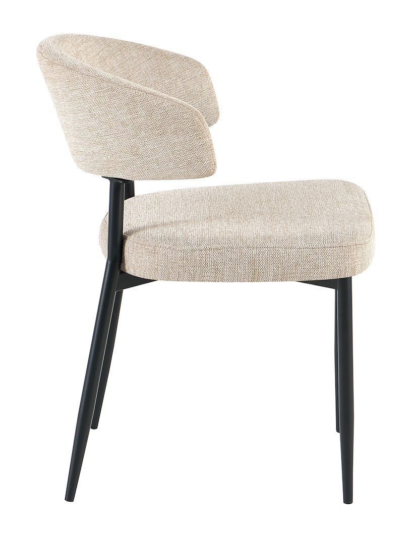Camaro spisestol Tekstil Brego mørk beige 31, sortlakkerte ben