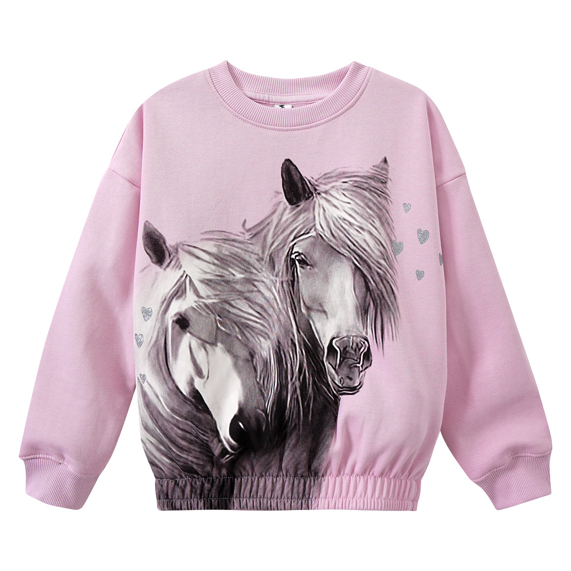 Yigga Mädchen Sweatshirt mit Pferde-Motiv hellrosa