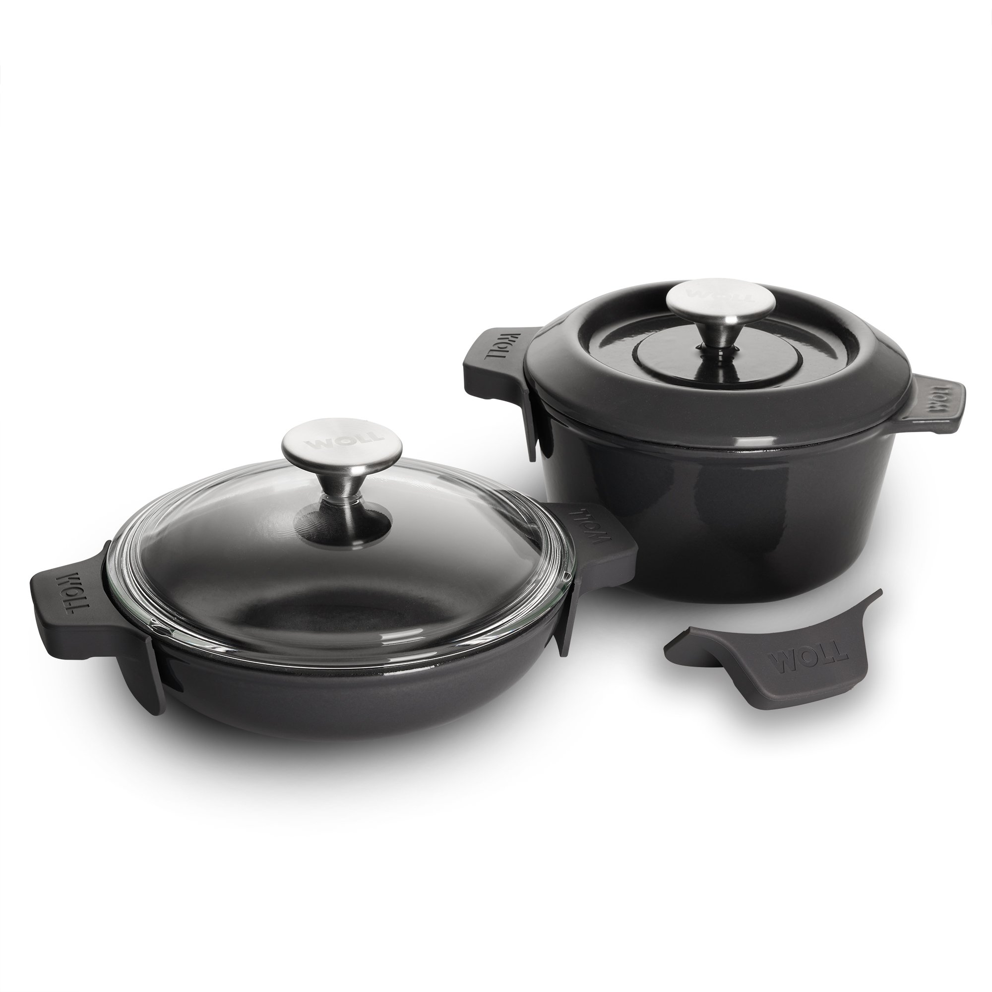 Iron Servierpfanne, Ø 20 cm, und Gusstopf, Ø 20 cm - Farbe: Carbon Grey von WOLL