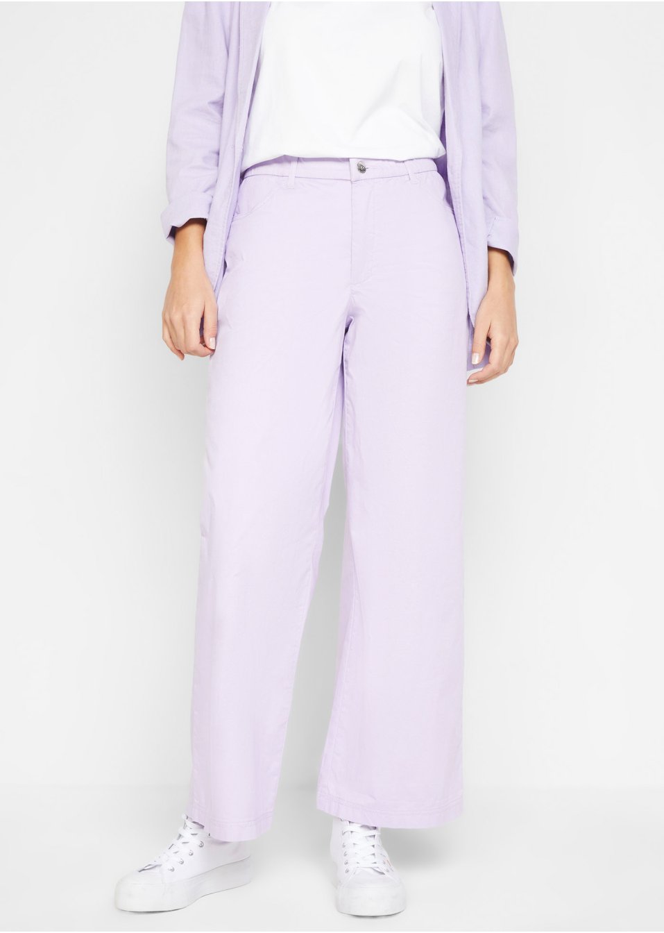 Pantalon twill avec jambes larges et taille confortable