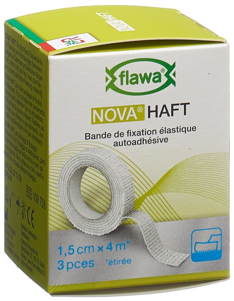 FLAWA Haft kohäsive Gazebinde 1.5cmx4m 3 Stk