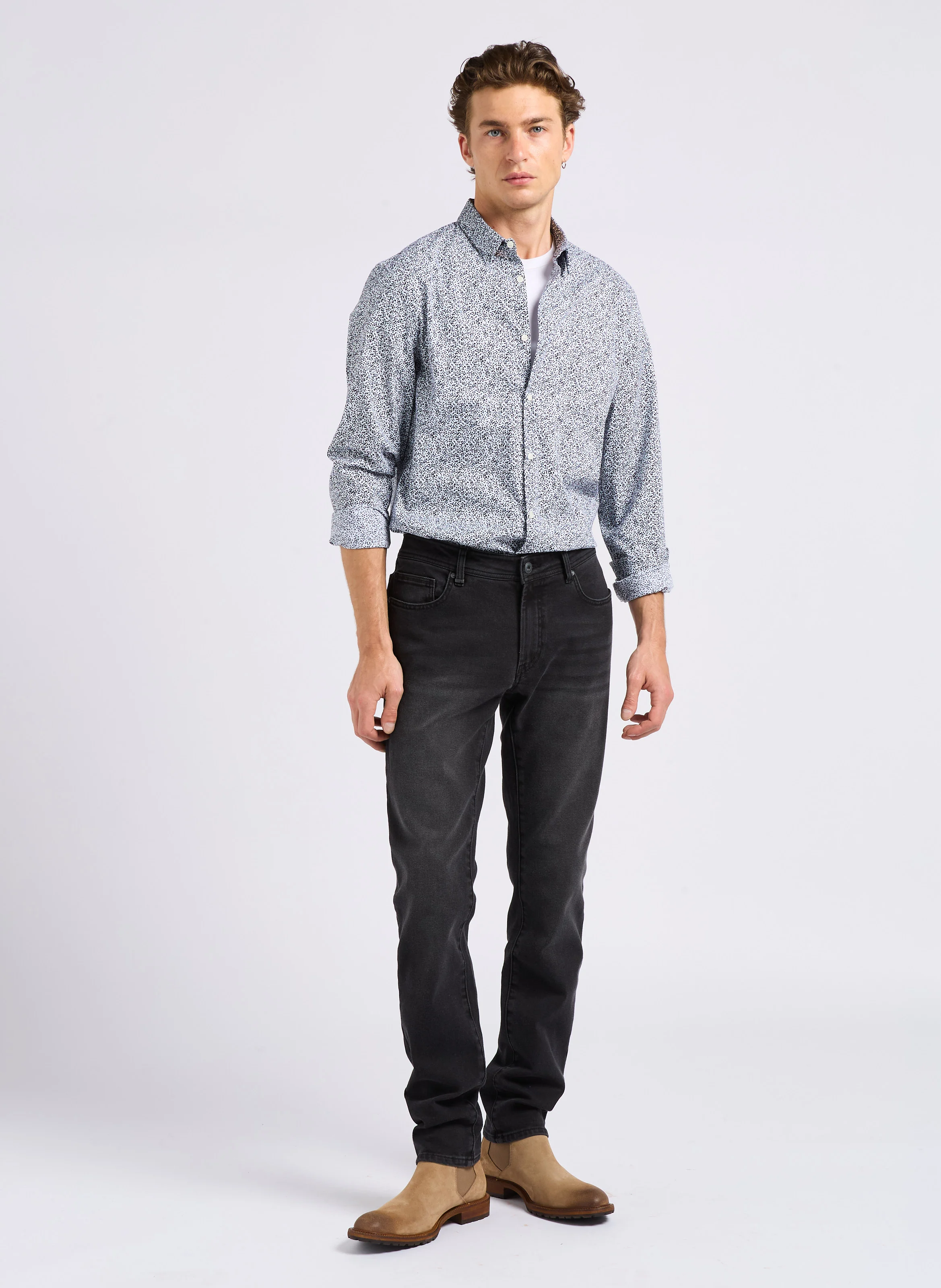 Jean slim en coton mélangé | Gris