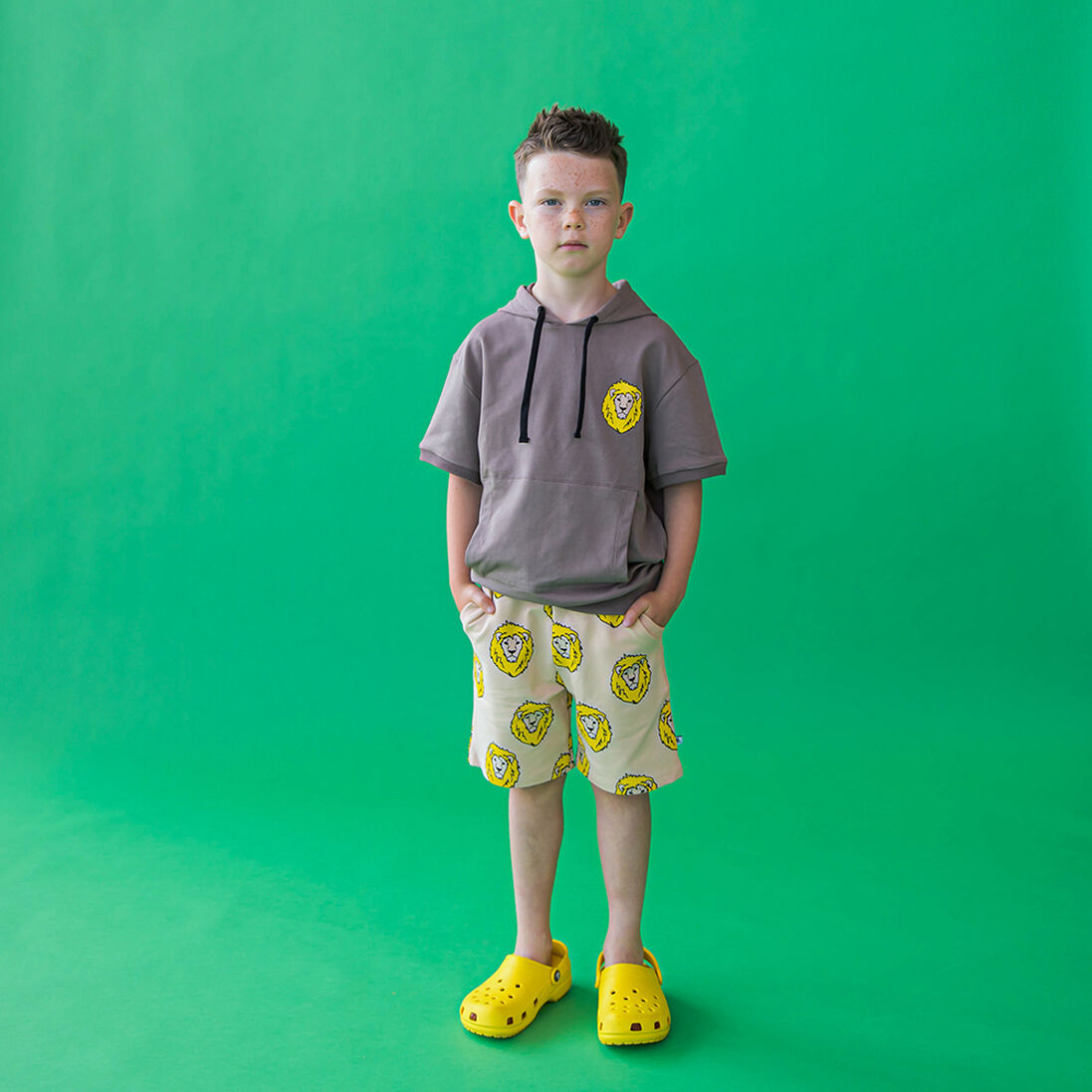 CARLIJNQ taupe carlijnq sweater lion - hoodie short sleeve