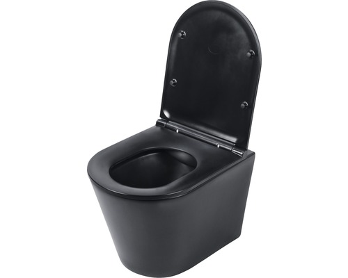 Differentiatie wandclosetset, randloos, matzwart met coating, inclusief toiletzitting 38.500.03