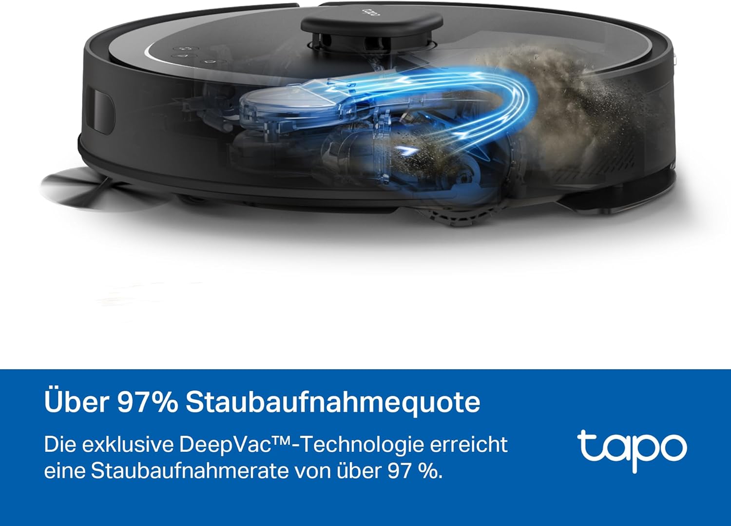 Tapo RV30 Max Plus Saugroboter mit Wischfunktion und automatischer Absaugstation, 5300Pa Ultra Starke Saugkraft, LiDAR+IMU Dual-Navigation, Alexa & Google Assistant Sprachsteuerung, APP