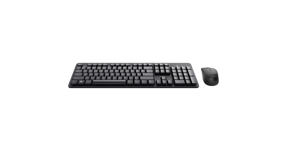 TrustOdy II Stille draadloze toetsenbord- en muisset, desktopset  (Zwart, US lay-out, Membraan, 800 dpi - 1.600 dpi)