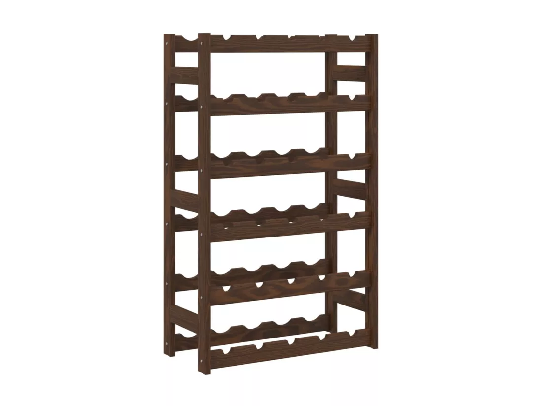 Casier à bouteilles pour 30 bouteilles marron bois pin solide