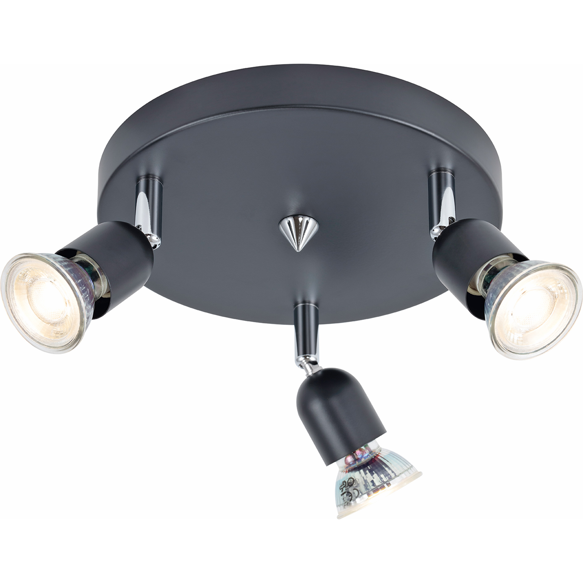 LAMPURA LED-Rondell - schwarz matt - 3-flammig