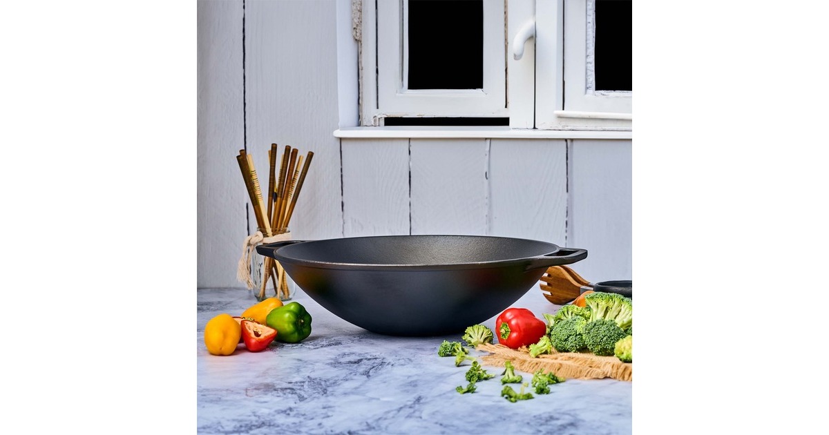 VictoriaWok 35,5 cm, Seasoned bak-/braadpan  (Zwart, Color packaging)