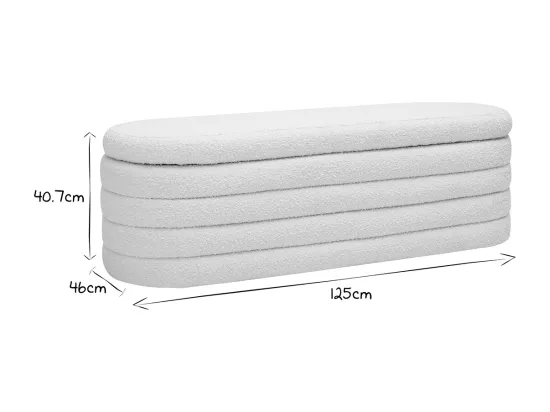 Banc coffre en tissu effet laine bouclée blanc L125 cm NAVY