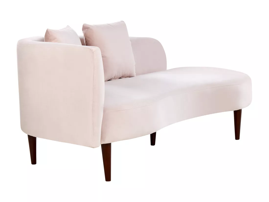 Chaise longue côté droite en velours rose CHAUMONT