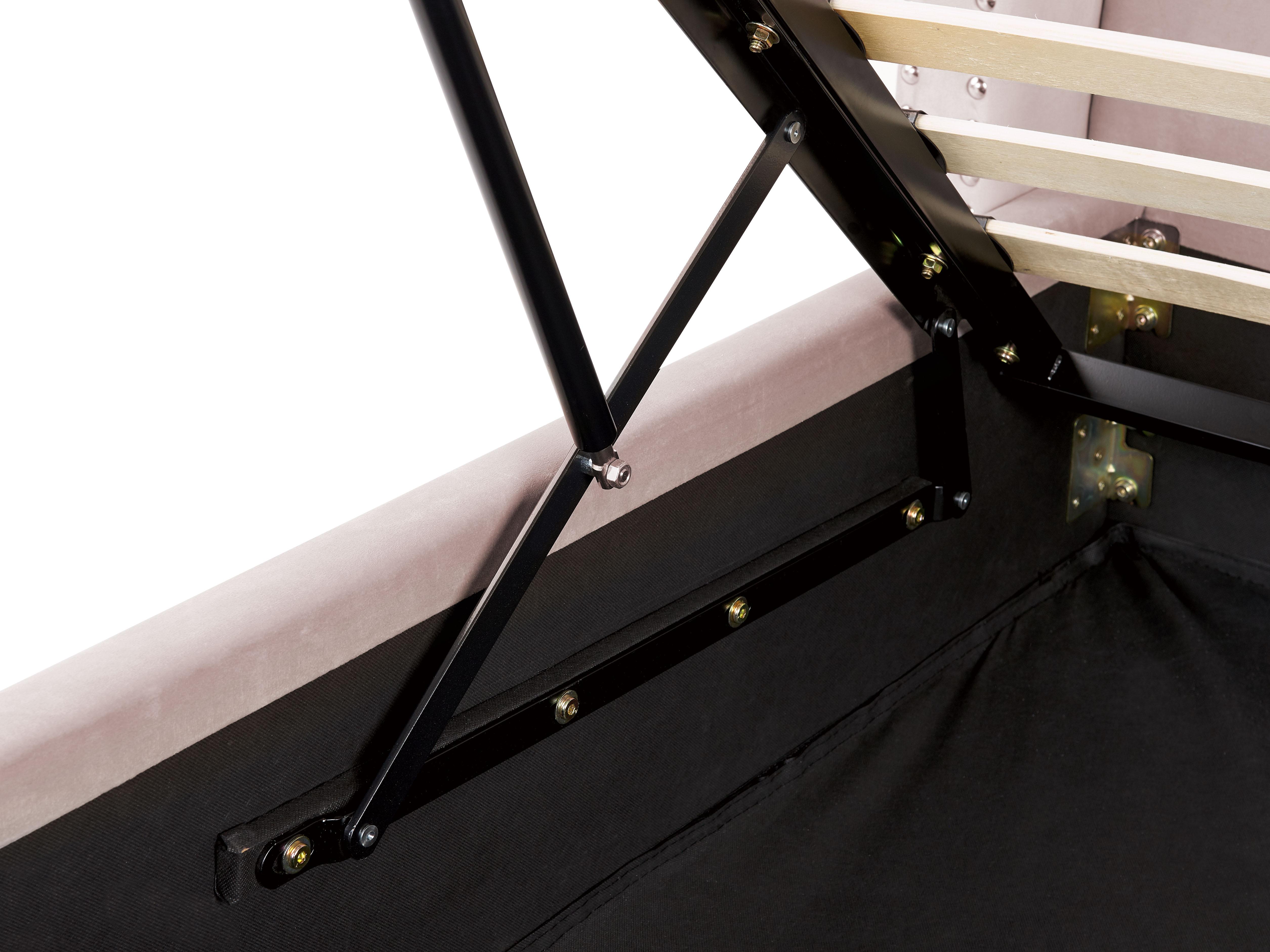 Bed met opbergruimte Fluweel LUBBON 180 x 200 cm Pastelroze Roze