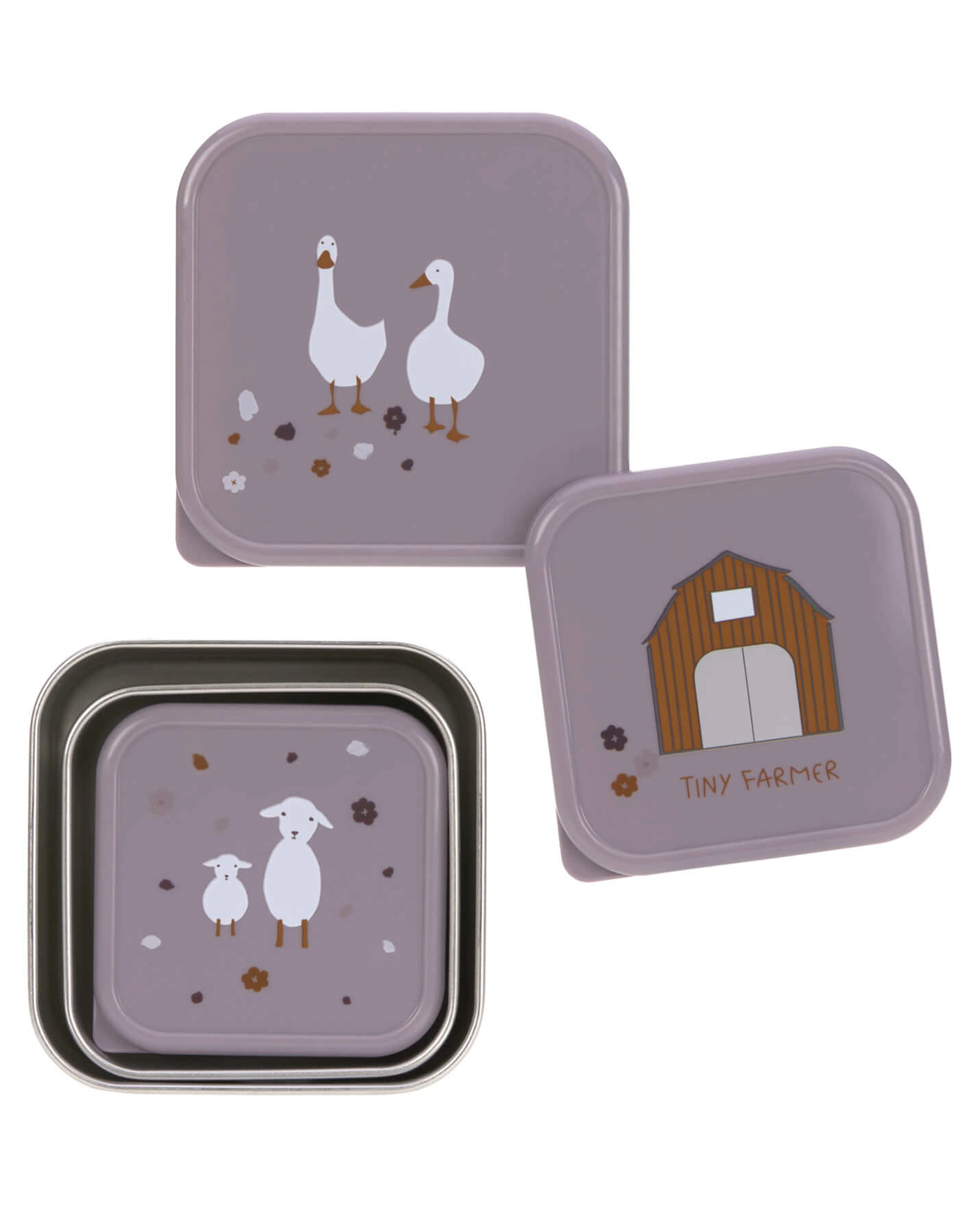 Snackbox TINY FARMER 3er-Set in lila
