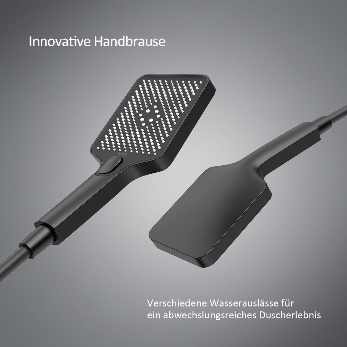 EMKE Douchesysteem Design Doucheset met Thermostaat 38°C, Regendouche, Watervaluitloop, 3 Straalsoorten, Handdouche, Grote Plank, KTW Gecertificeerd, Mat Zwart