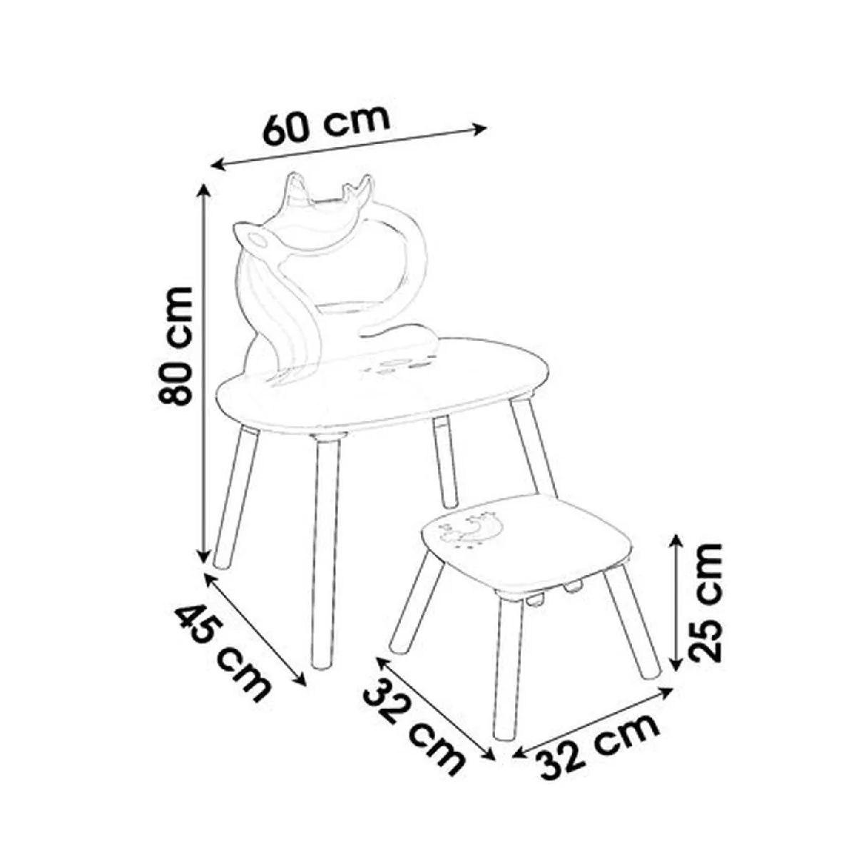 Toilinux Tolinux Coiffeuse enfant Sweet Licorne - MDF