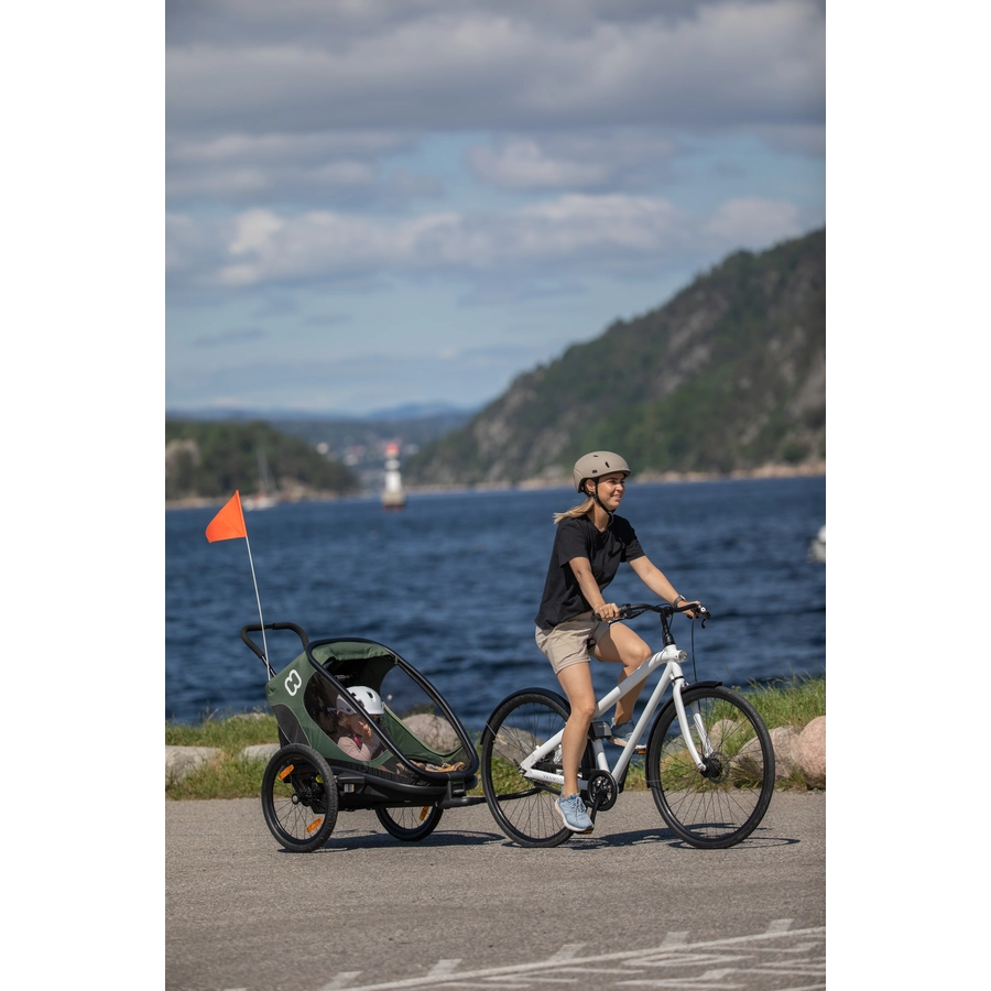 hamax Kinderfahrradanhänger Outback ONE mit Rückenlehnenverstellung GreenBlack