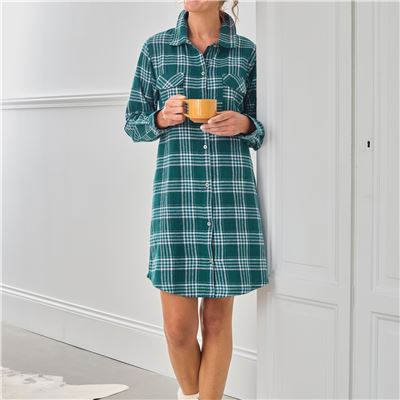 Chemise de nuit flanelle à carreaux - DODO HOMEWEAR
