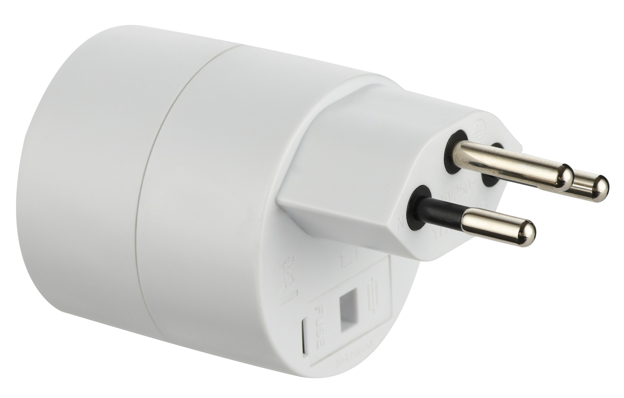 Reise Adapter NO BLOCK Schuko Adapter Euro Stecker Schweiz 3-polig (10A) - Weiss