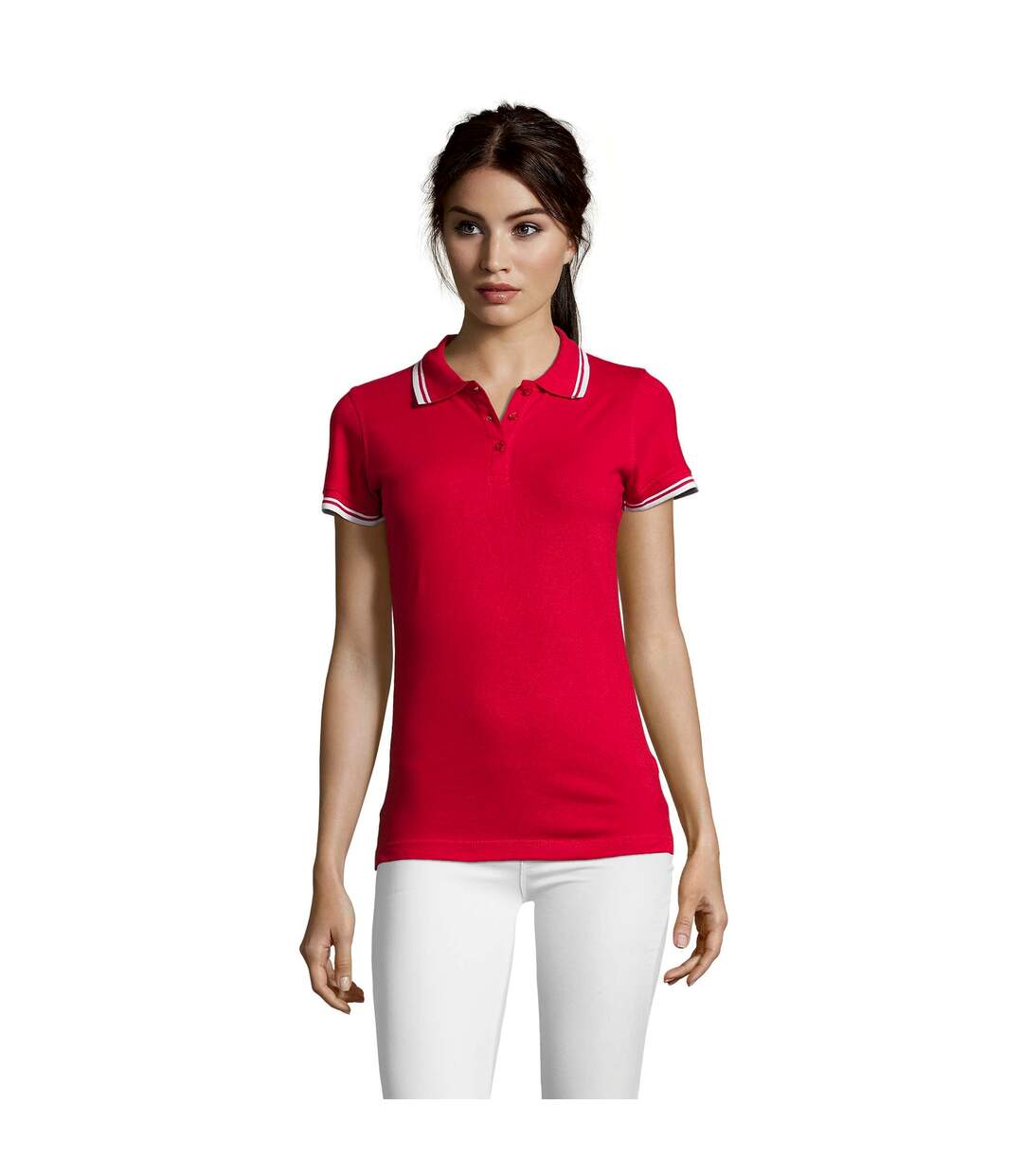 SOLS - Polo manches courtes PASADENA - Femme (Rouge/blanc) - UTPC2432