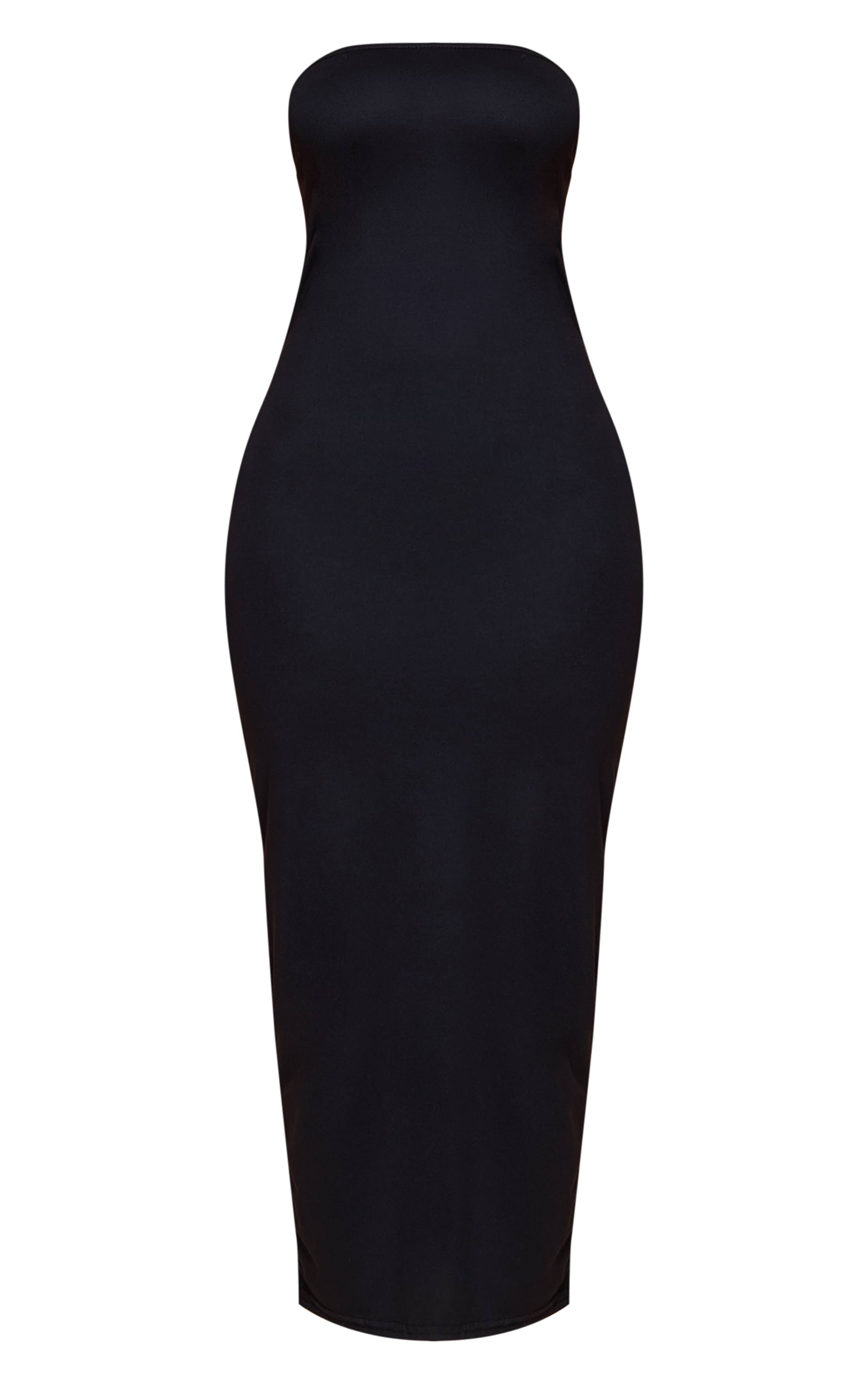 Noir Robe Mi-longue Bandeau En Tissu Slinky Petite Taille