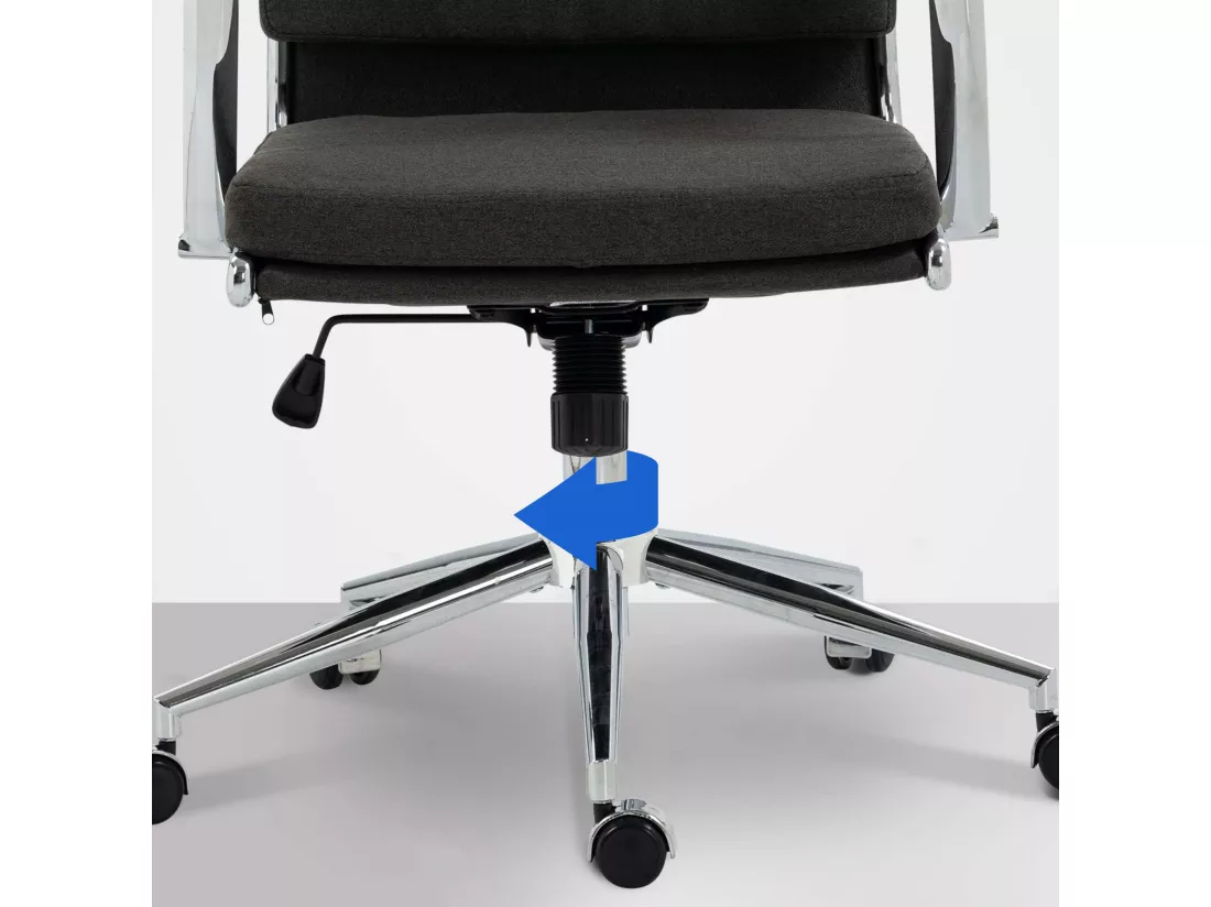 Chaise de bureau - Tissu & Métal chromé - Gris foncé - Cleveland