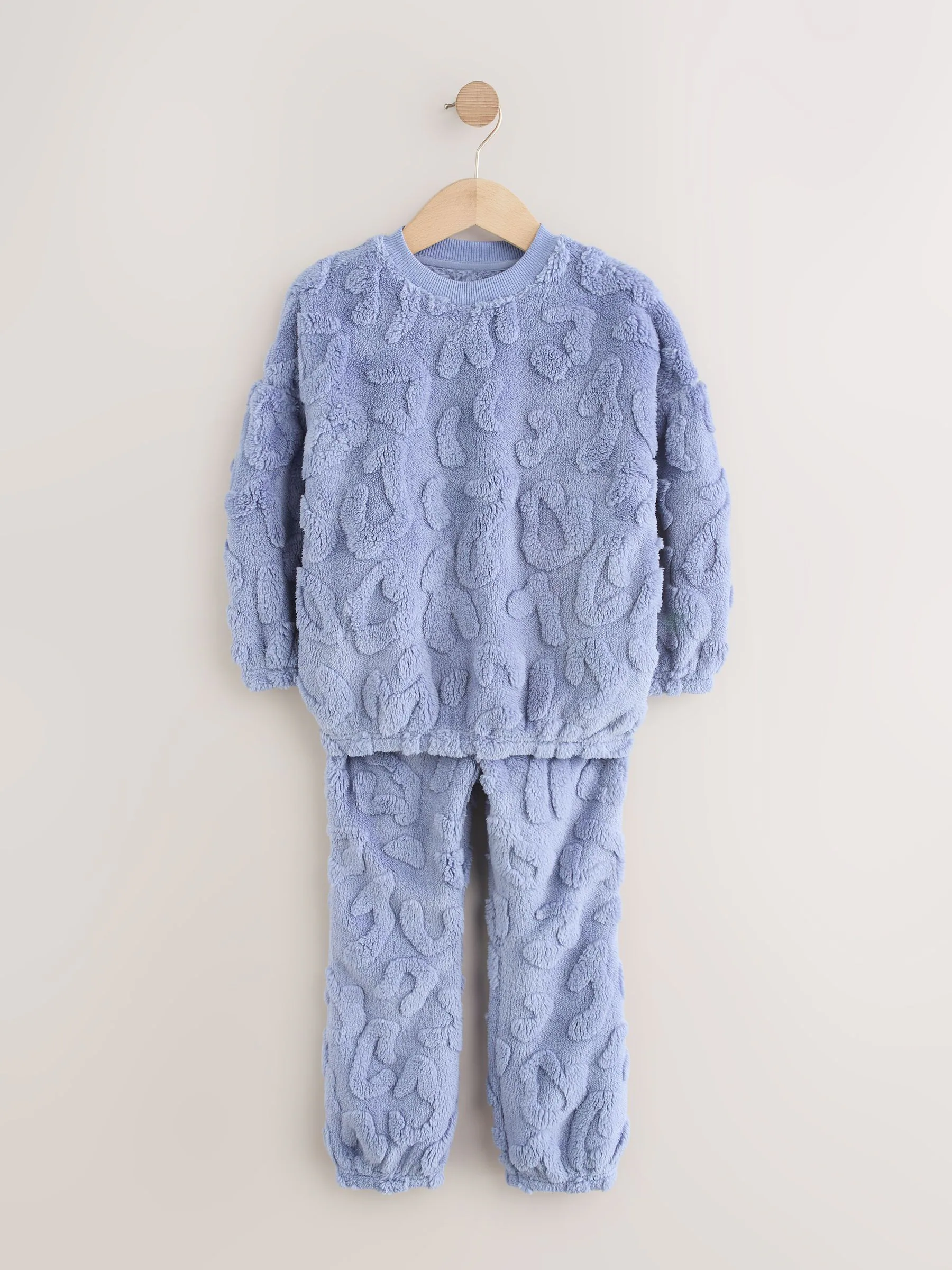 Blauw met dierenprint - Fleece Jacquard Pyjama's Set 2 Pieces (2-16jr)