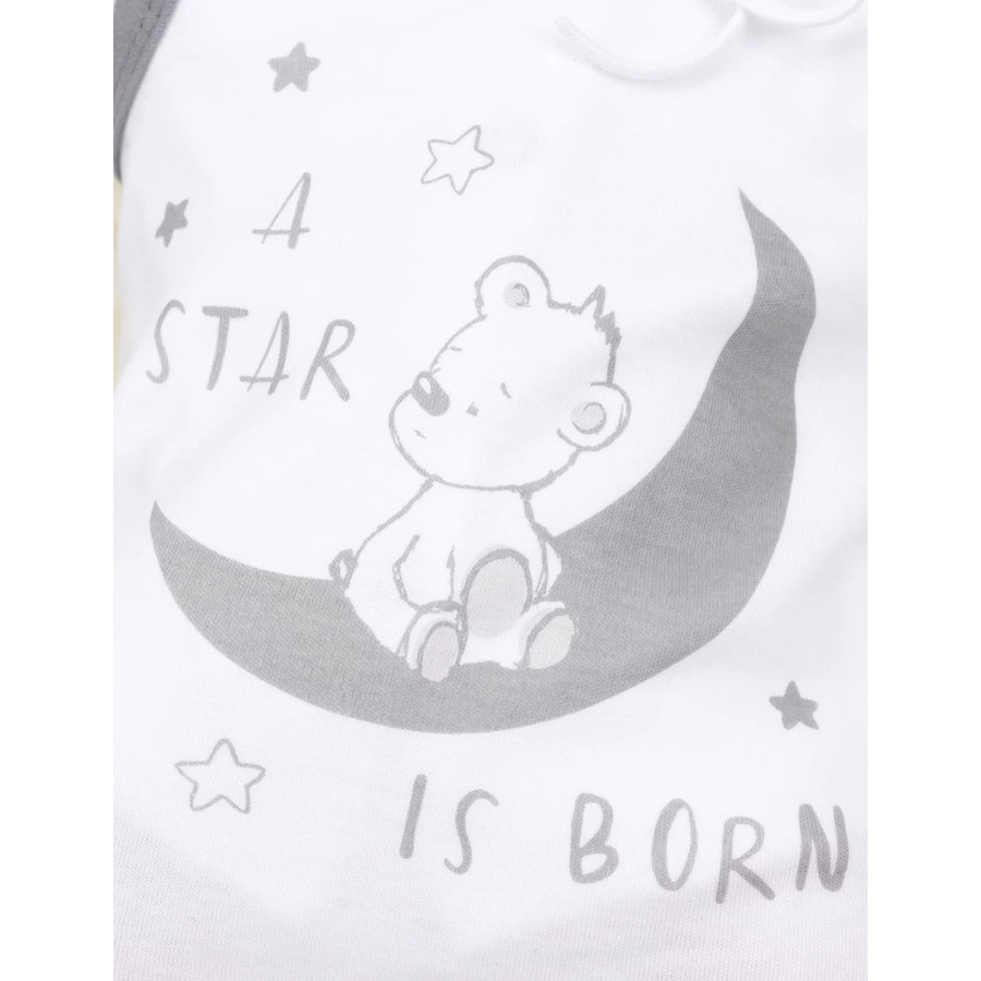 Baby Sweets 3tlg Set Strampler + Shirt + Mütze A star is born weiß grau