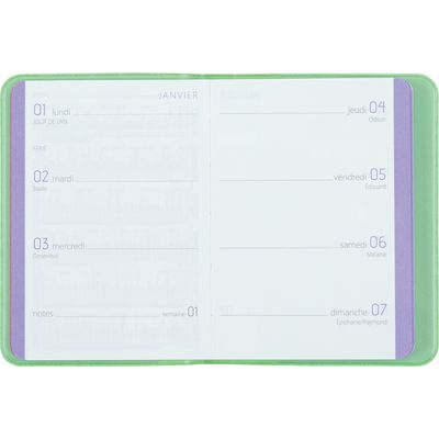 Agenda Colornote - 1 semaine sur 2 pages - 7,5 x 10,5 cm - vert pomme - Oberthur