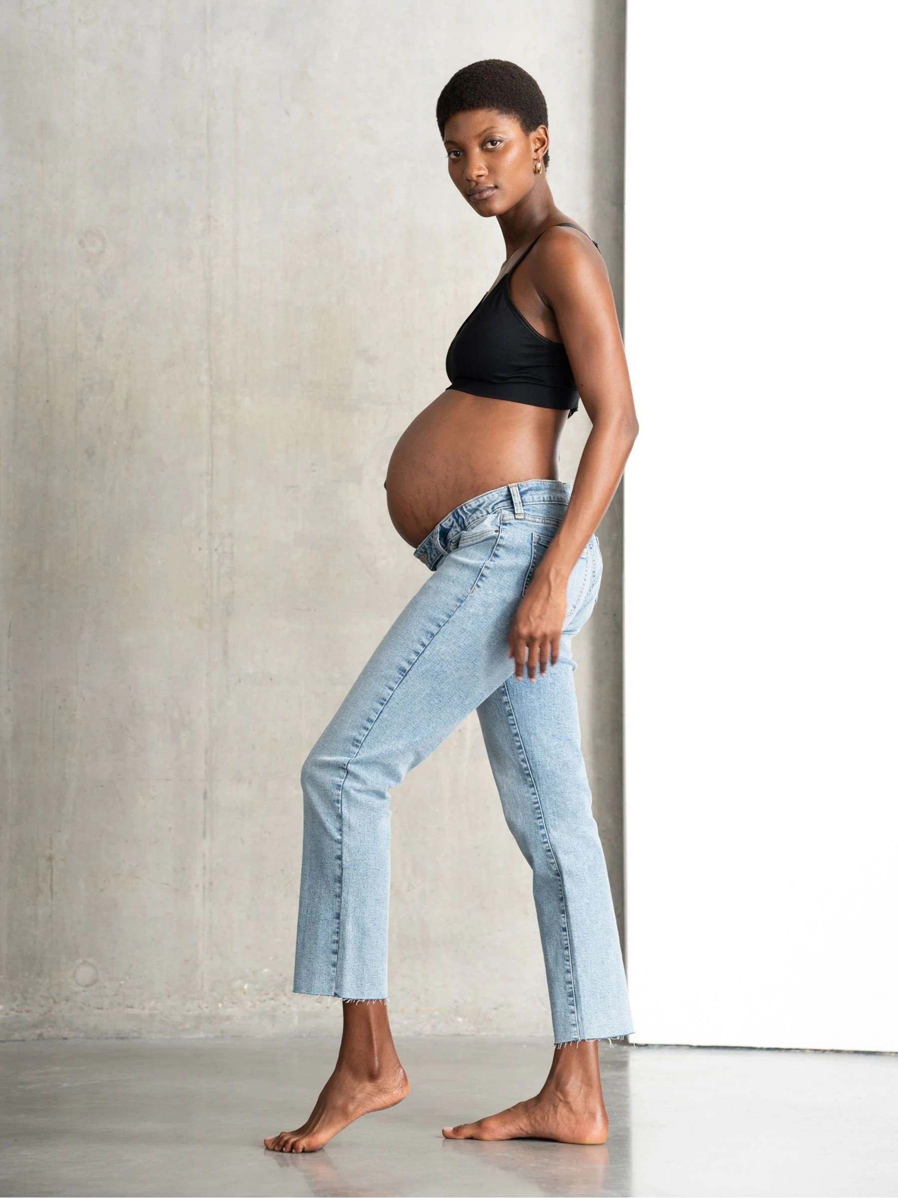 Seraphine Slim Blue Leg Overbump Jeans