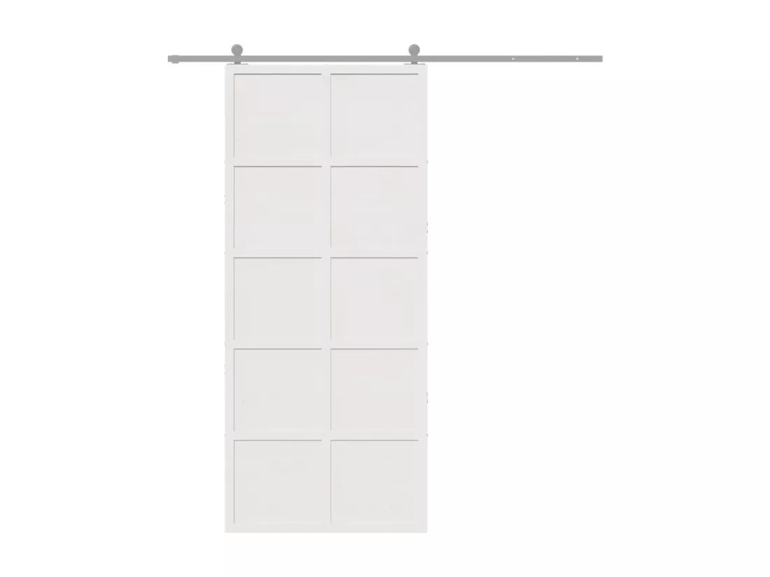 Porte de grange blanc 90x208 cm bois massif de pin
