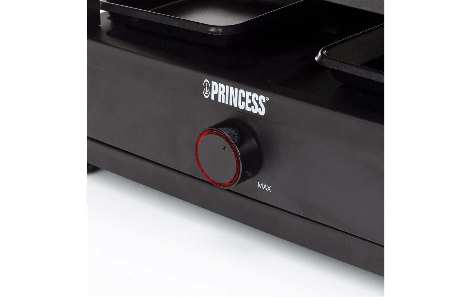 PRINCESS Raclette »Black Steel« 8 Stk. Raclettepfännchen 1.300 W Holzart: Bambus (China)