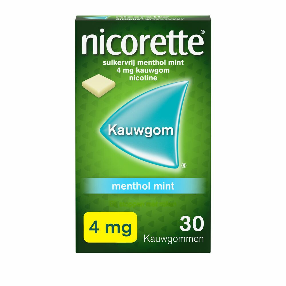 Nicorette Suikervrij Kauwgom Menthol Mint 4mg30 stuks
