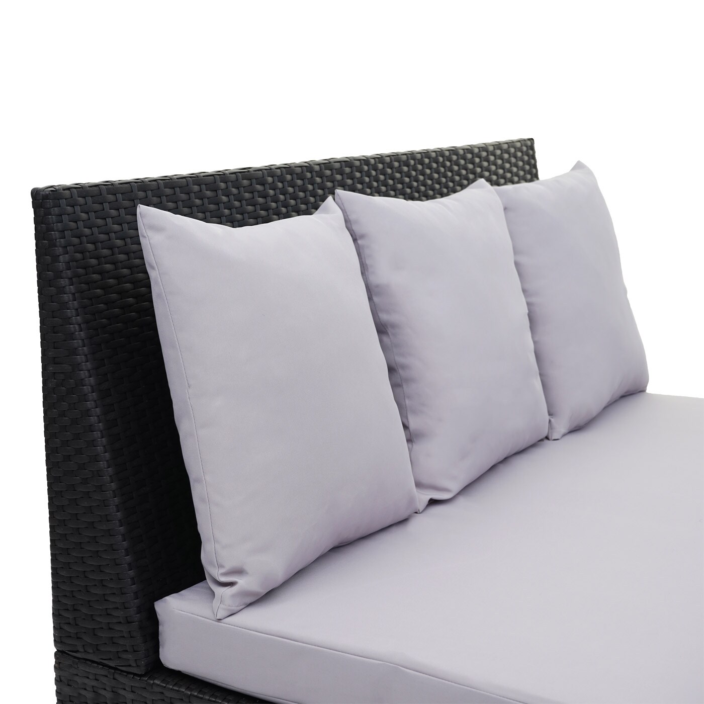 Poly-Rattan 2er Sofa MCW-G16, Lounge-Gartenbank Sitzbank Sessel, Gastronomie 120cm ~ schwarz, Kissen hellgrau