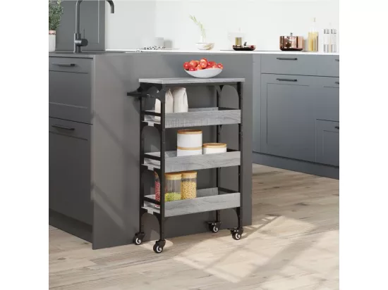 Chariot de cuisine sonoma gris 53x20x76 cm bois d'ingénierie