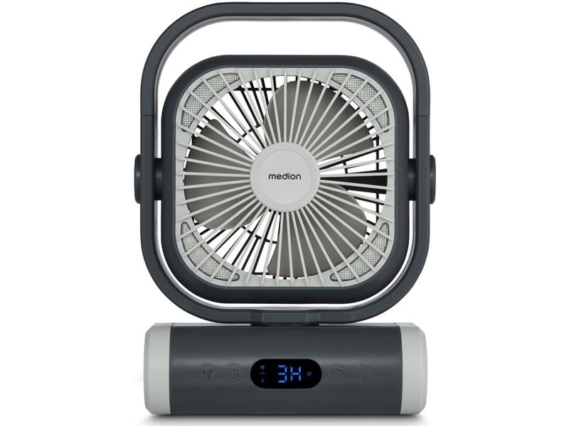 Medion USB-Ventilator Life Camping E10 TF Grau Kompakter Power-Ventilator mit Akku