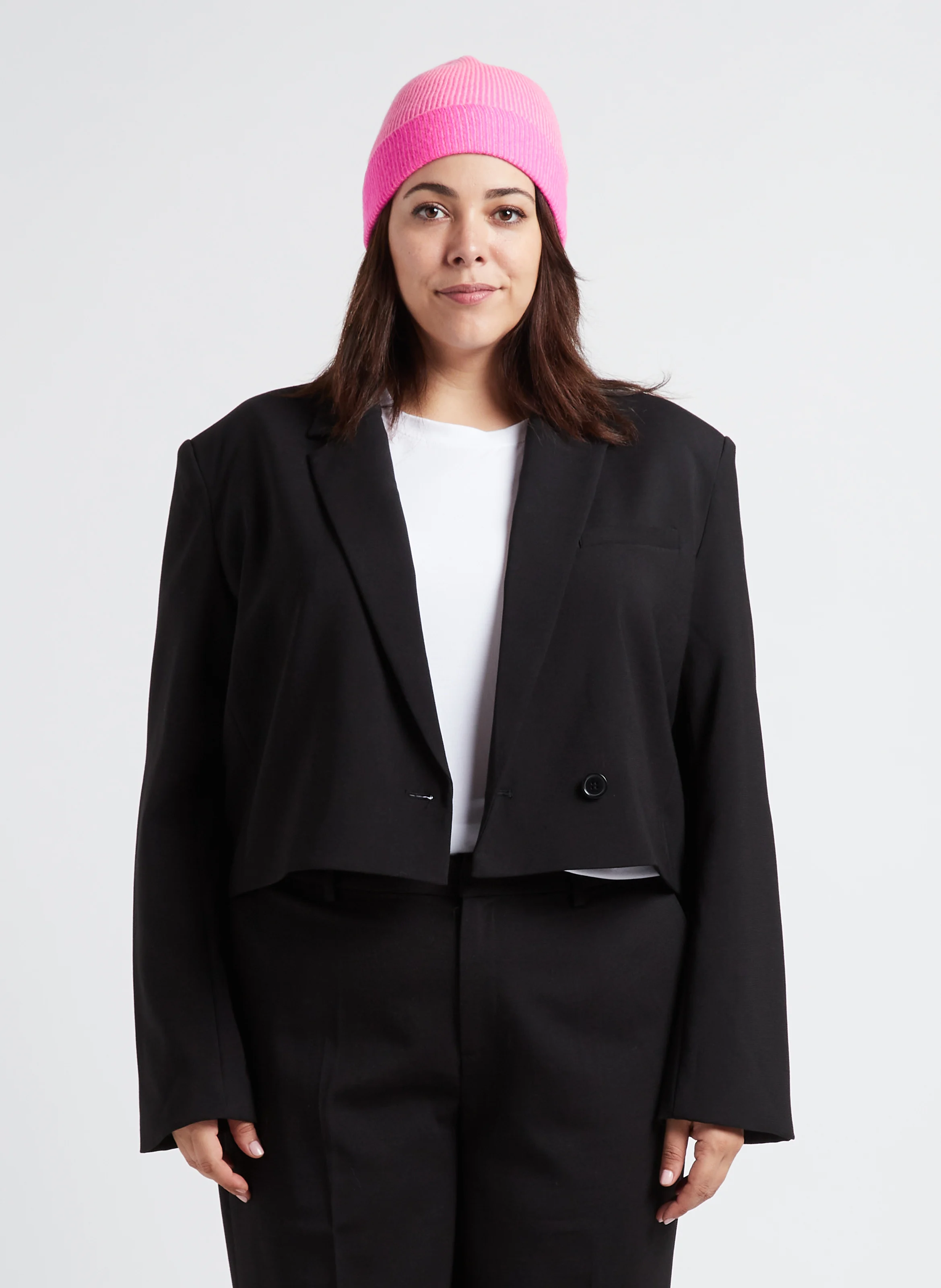 Veste de tailleur courte droite| Noir